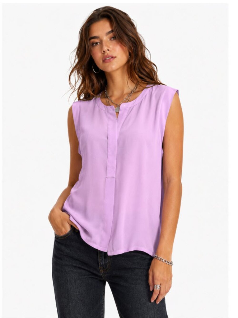 J.Crew Lilac Sleeveless Blouse Size 12 Round Neck Shell Top
